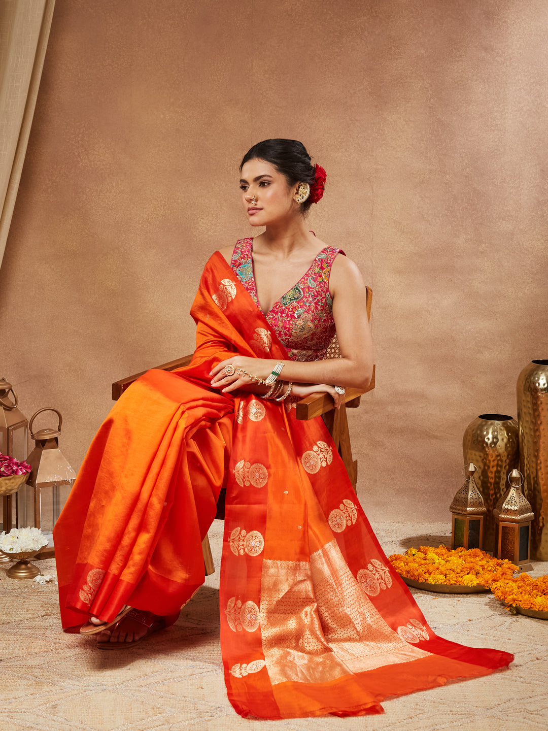 Gulzar - Fuchsia Aari Embroidered Saree Blouse