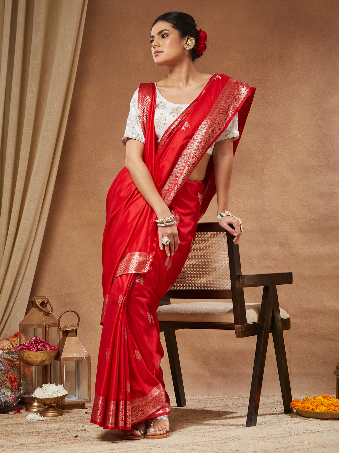 Sitara - Ivory Gold Sequin Butti Saree Blouse