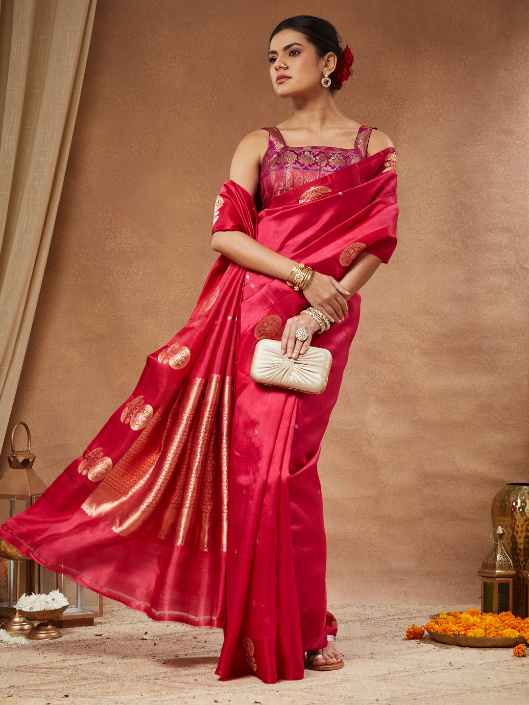 Mallika - Magenta Banarasi Brocade Corset Blouse