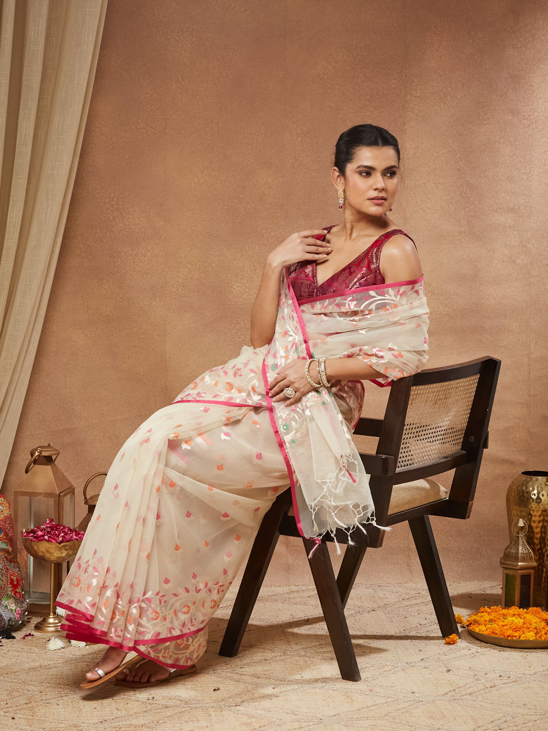 Rukmini - Rani Magenta Zari Paisley Brocade Saree Blouse