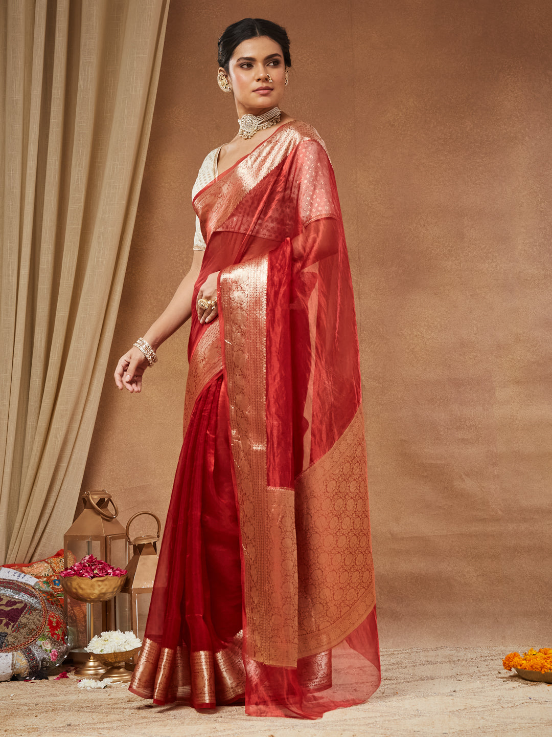 Aparajita - Red Handwoven Pure Tissue Silk Banarasi Saree