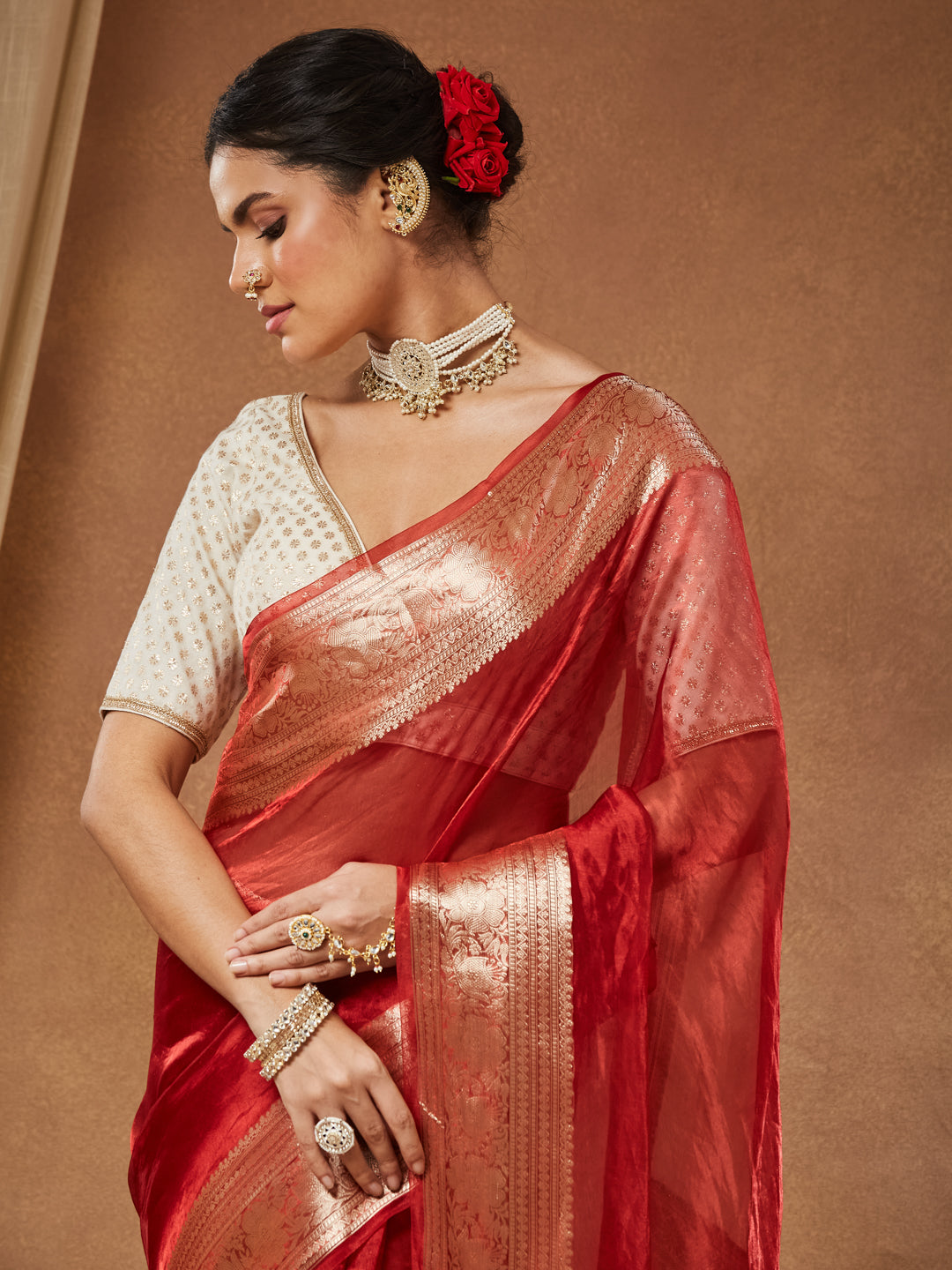 Aparajita - Red Handwoven Pure Tissue Silk Banarasi Saree