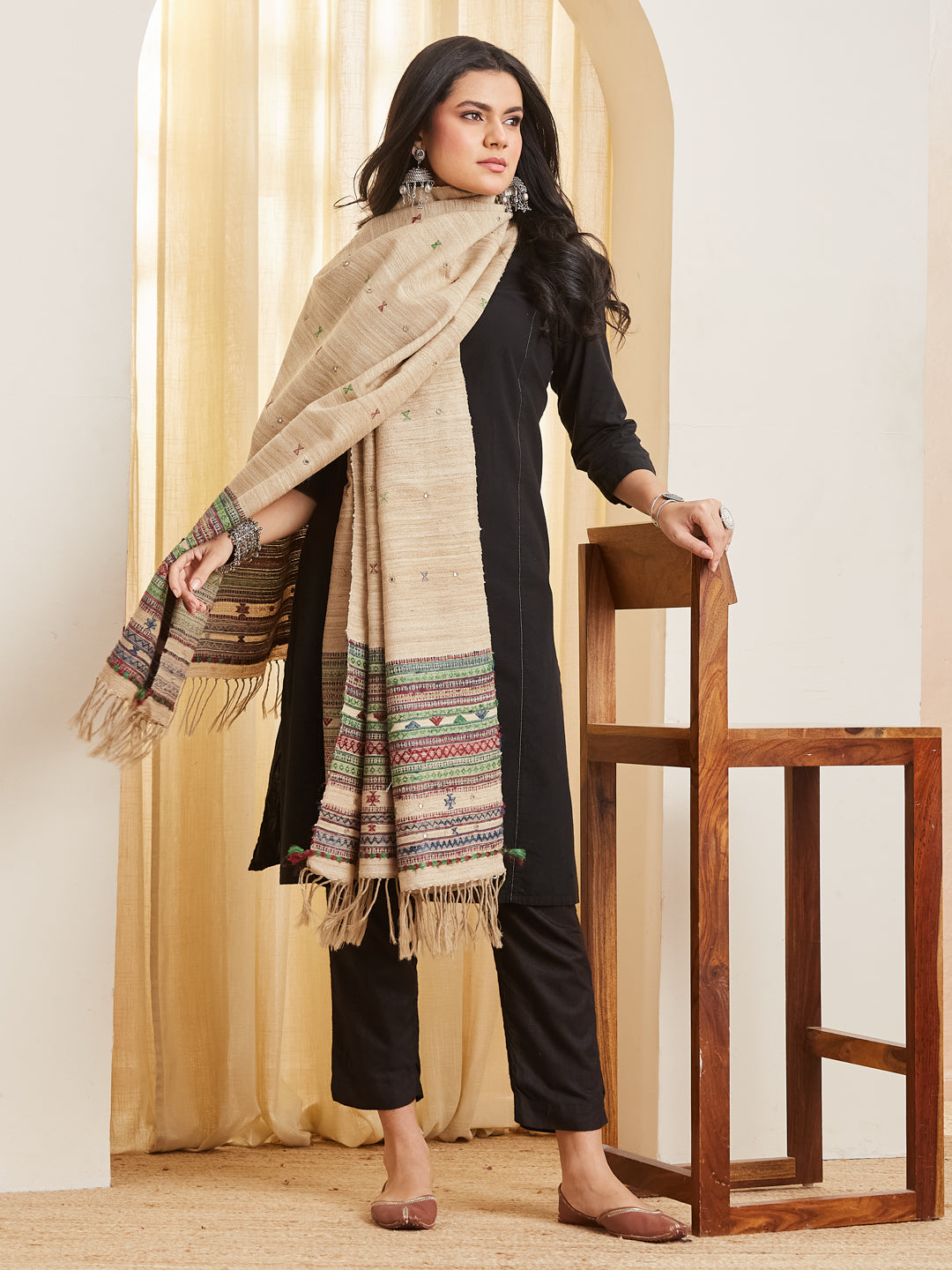 Bhoomi undyed tussar dupatta draped