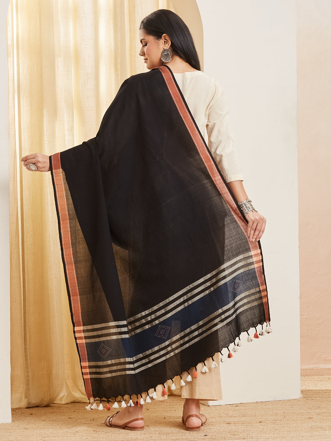 Kajal black and copper dupatta