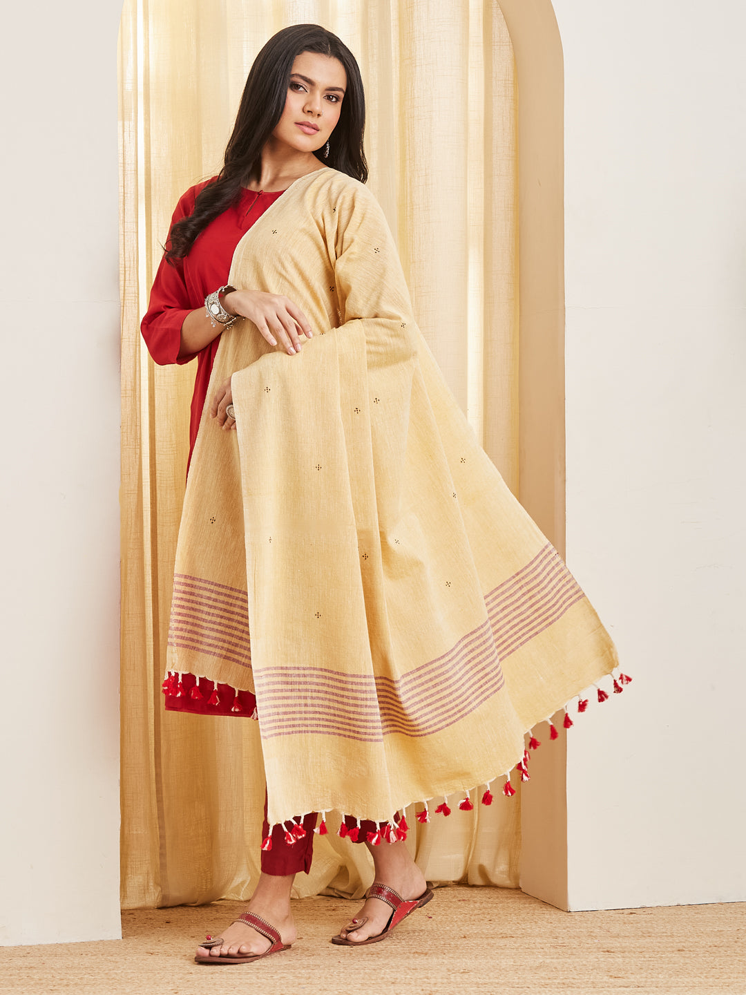 Ketaki butter yellow dupatta