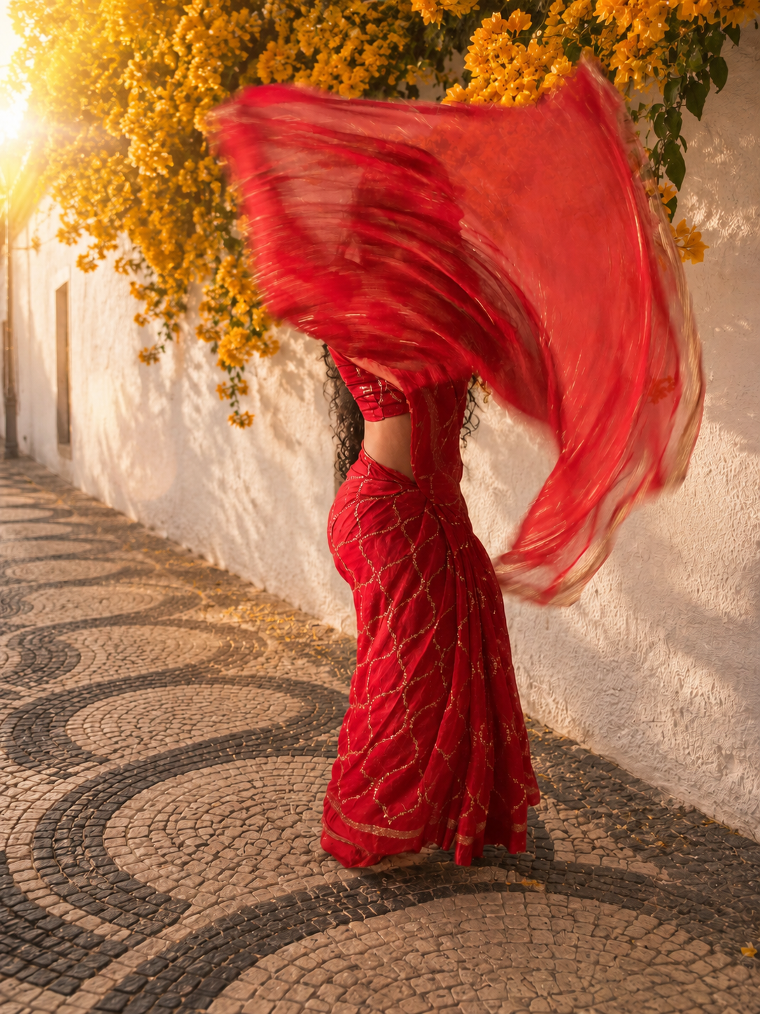 Aparajita Sindoori carmine red pure tissue silk Banarasi saree, draped