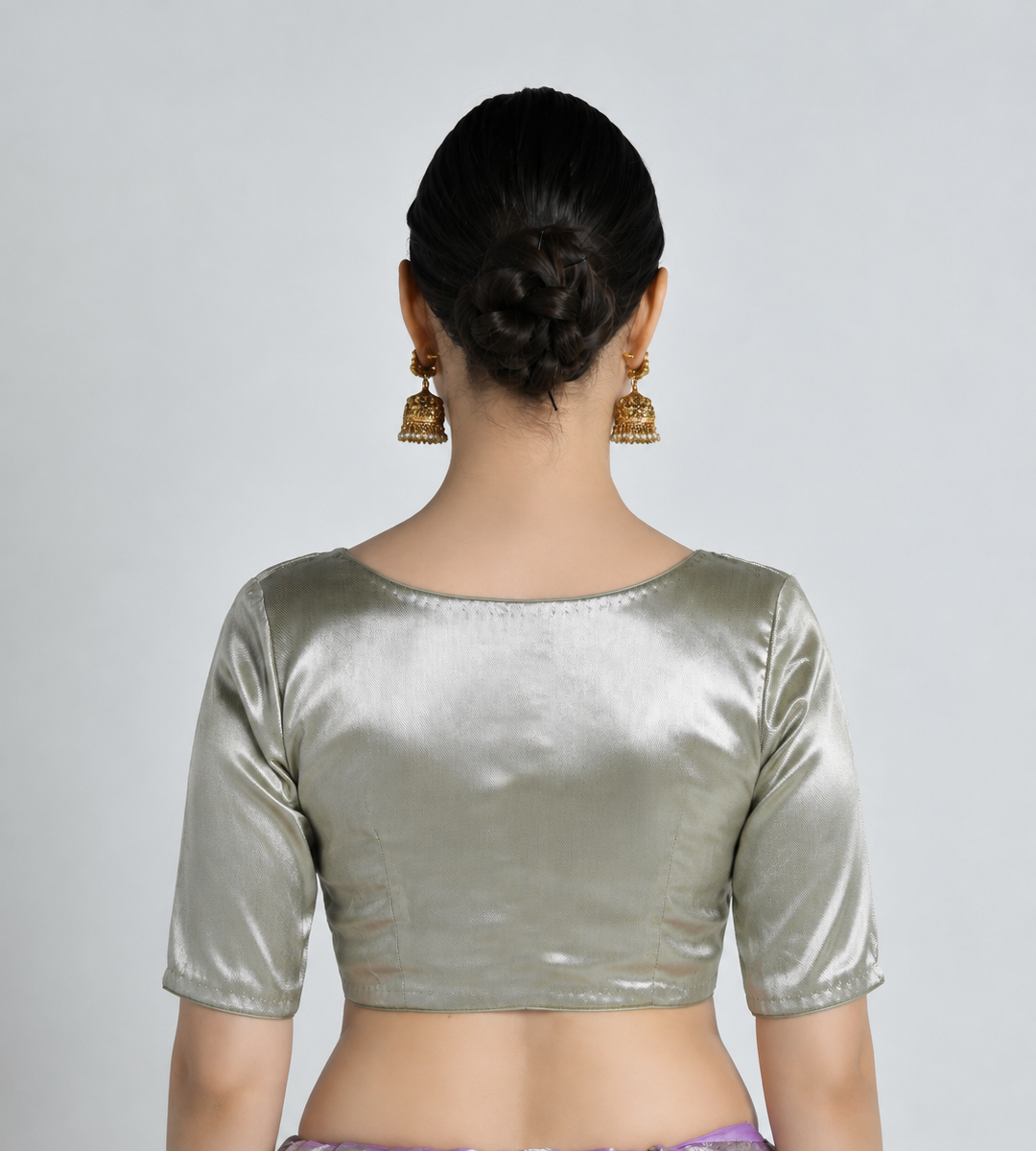 Bijli - Silver Tissue Saree Blouse