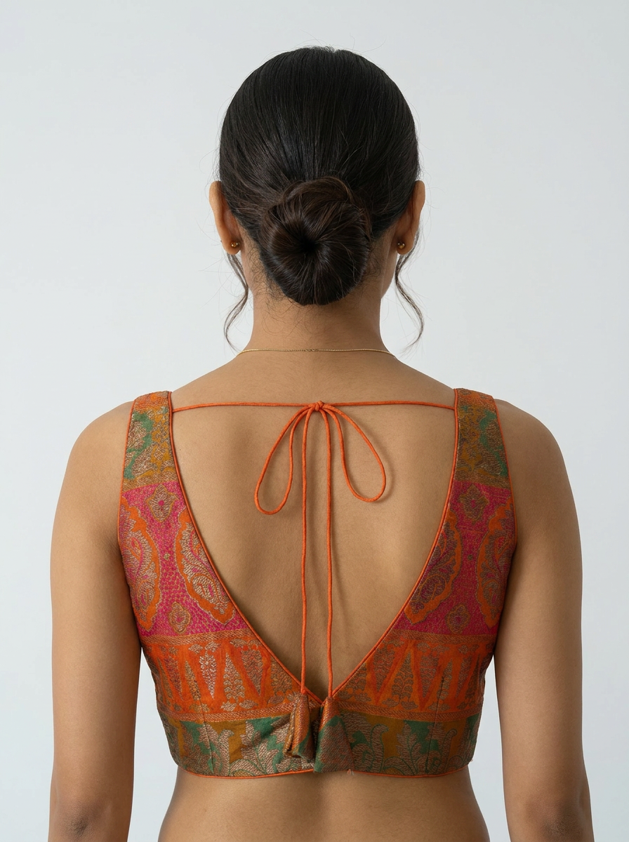 Aparajita Keshari orange Banarasi brocade saree blouse