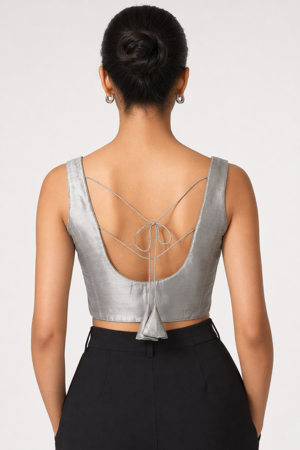 Rajat - Silver Metallic Tissue Saree Blouse