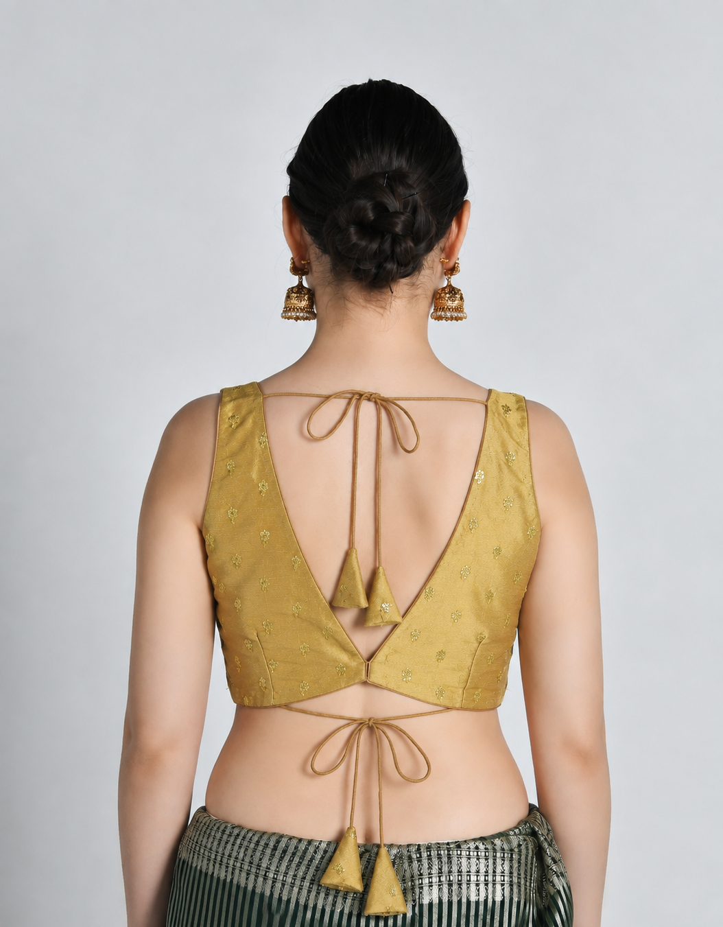 Sukanya - Antique Gold Cut-Out Saree Blouse