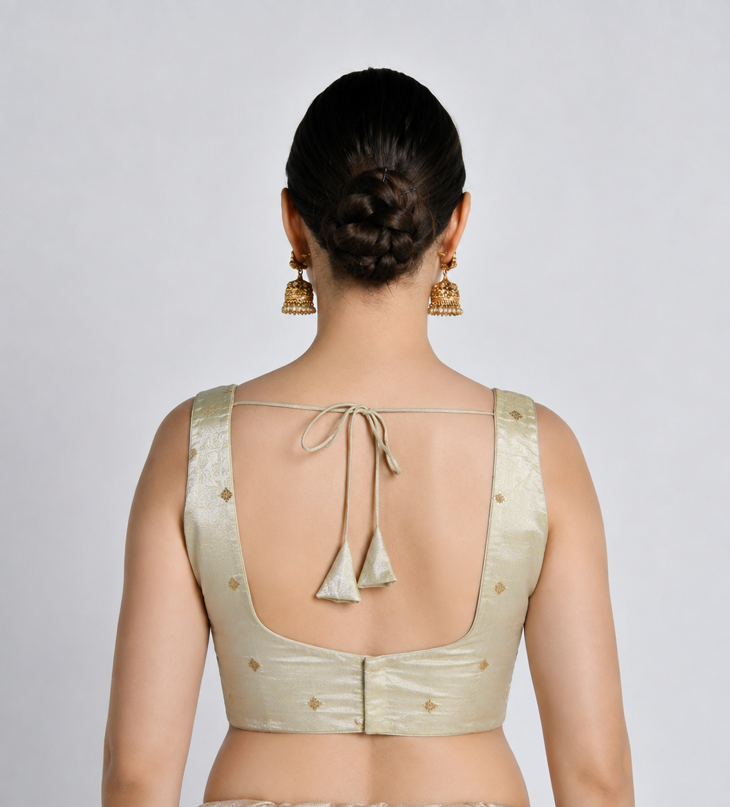 Swachanda - Ivory Buti Silk Saree Blouse