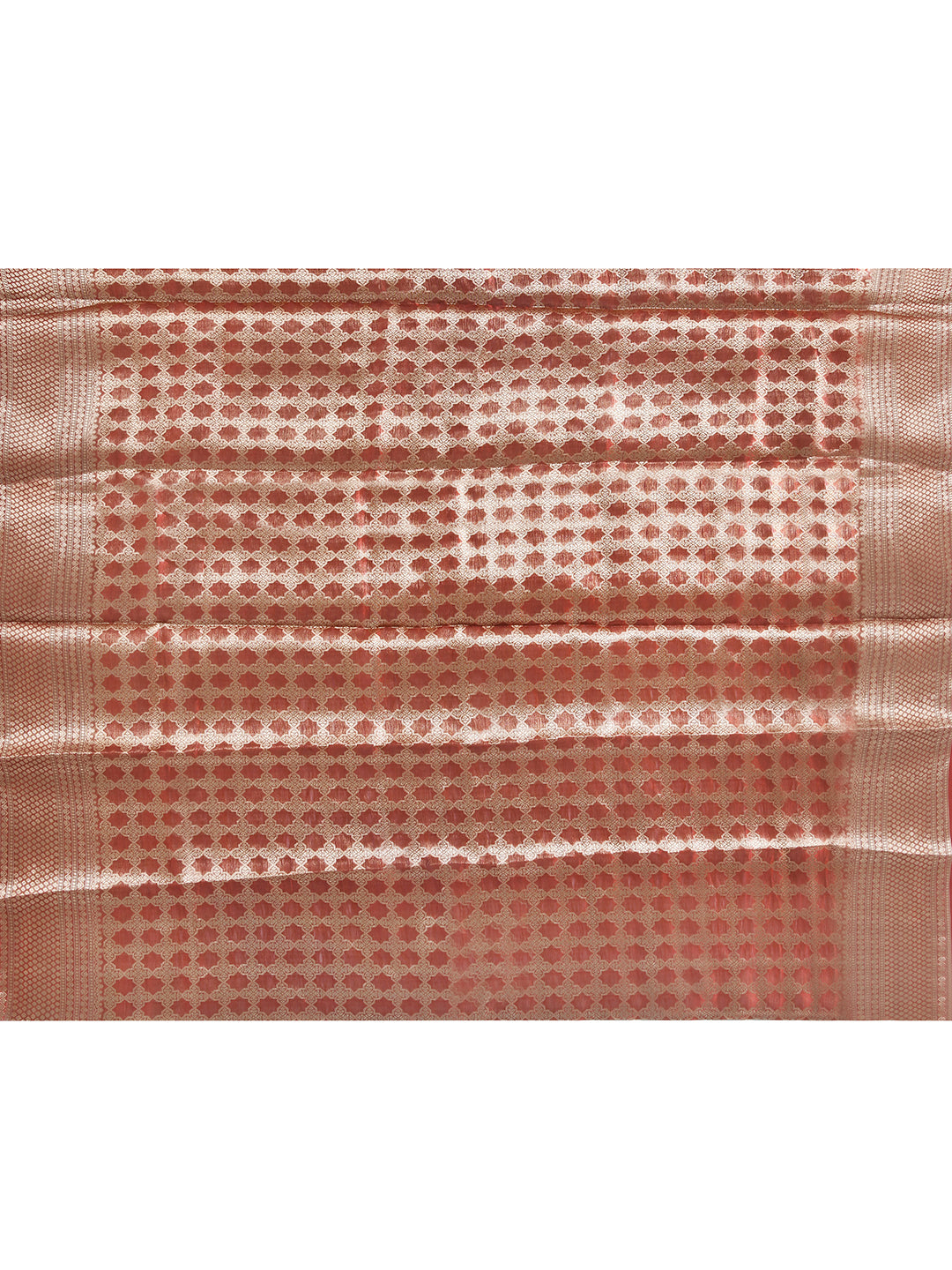 Aparajita Carmine Red Tissue Silk Banarasi Saree – studio shot 10