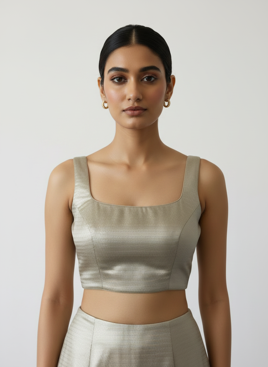 Aparajita Kanchan antique gold sequin raw silk saree blouse, sequin detail