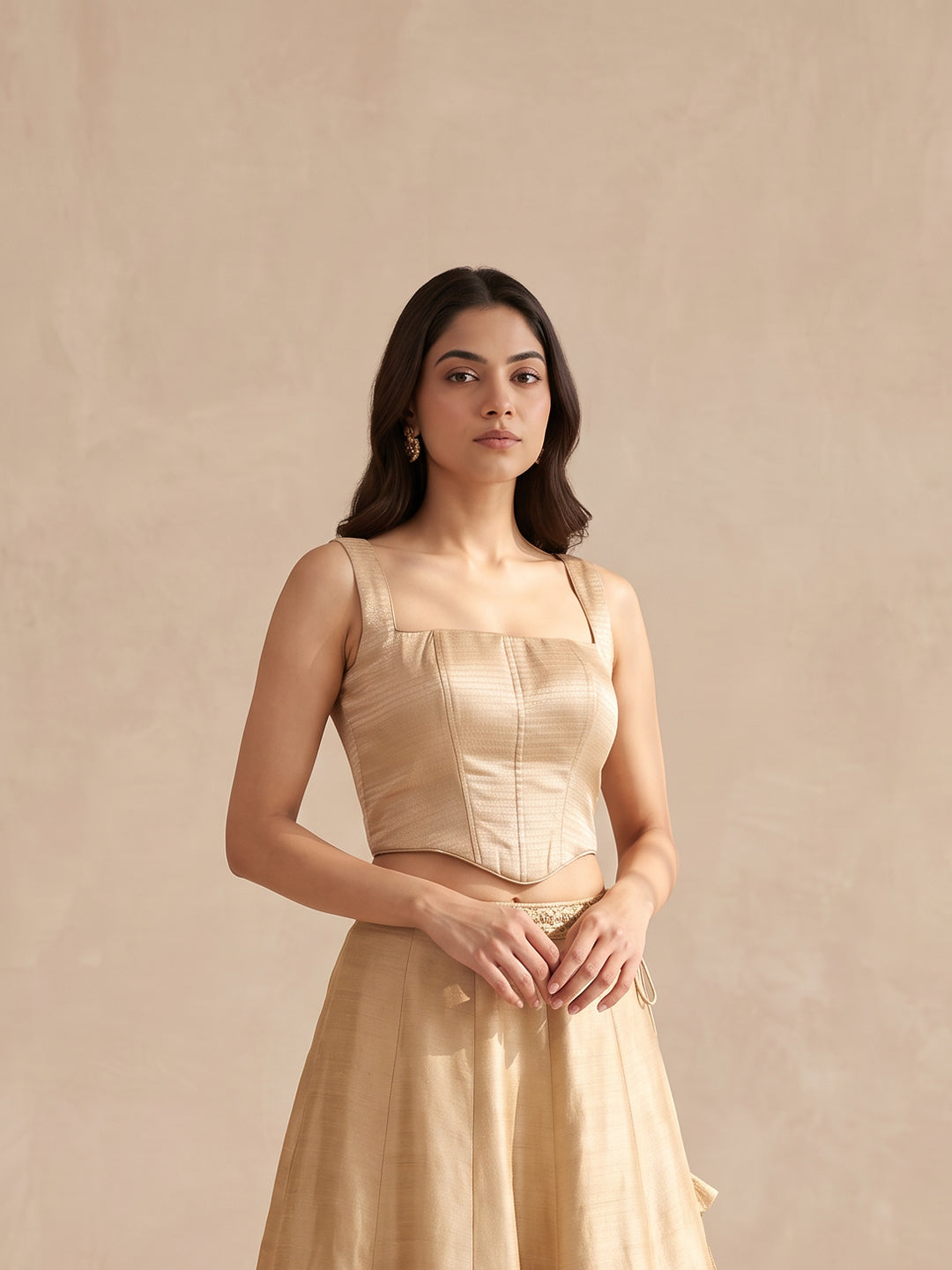 Sona - Champagne Gold Corset Blouse