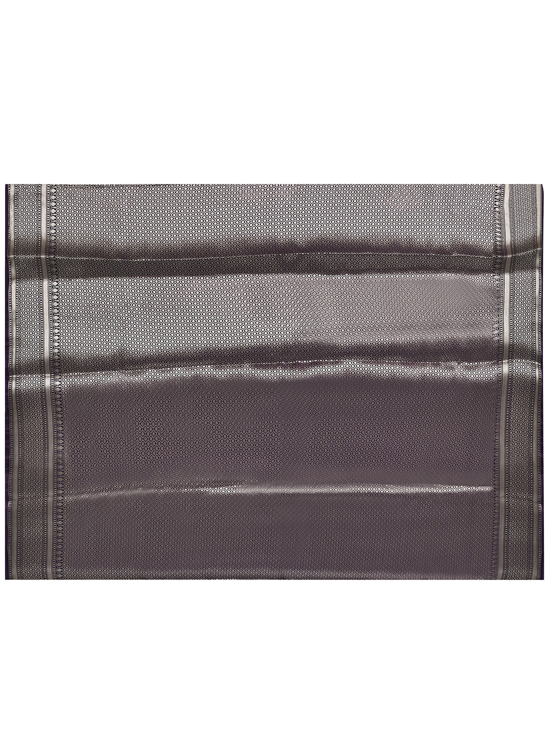Jamuna Purple Striped Tissue Silk Banarasi Saree – studio shot 1