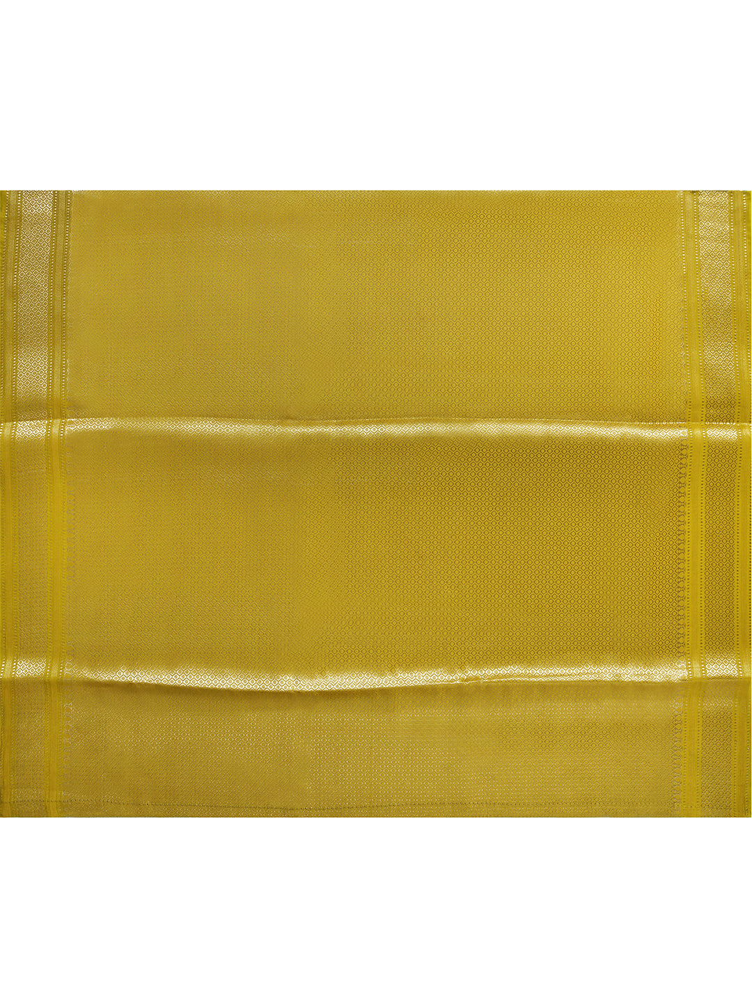 Pitambari Golden Yellow Striped Banarasi Saree – studio shot 1