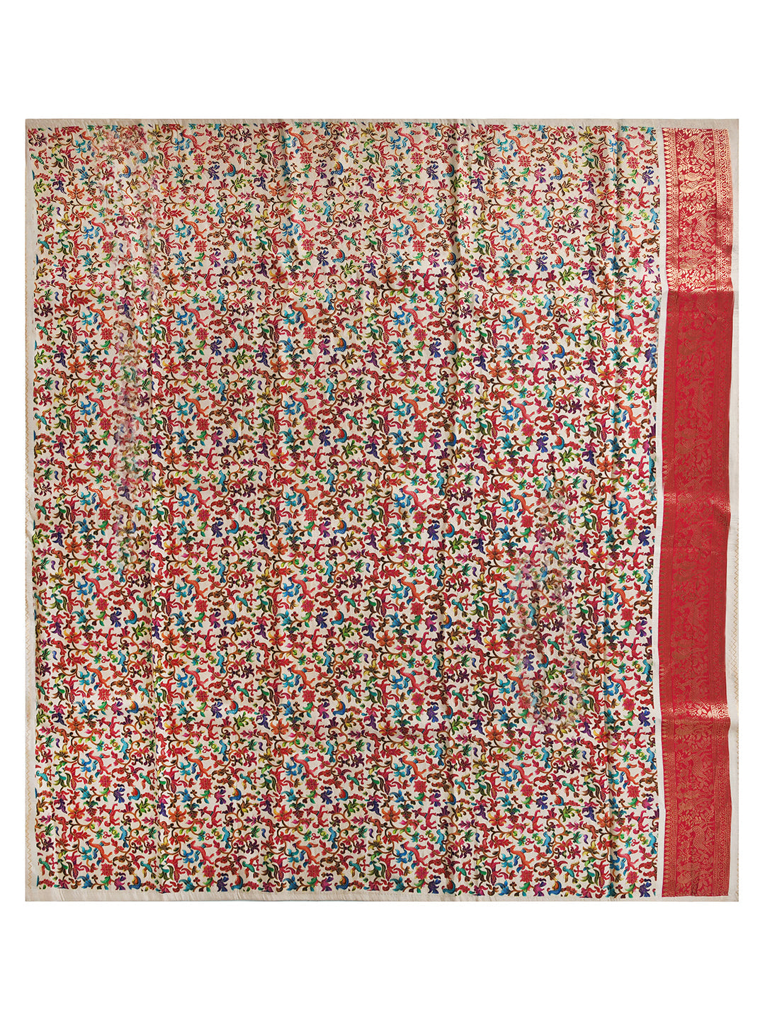 Radha Ivory Kalamkari Silk Saree – studio shot 9
