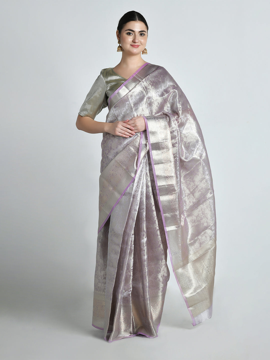 Shailputri Light Lavender Silk Saree – studio shot 2