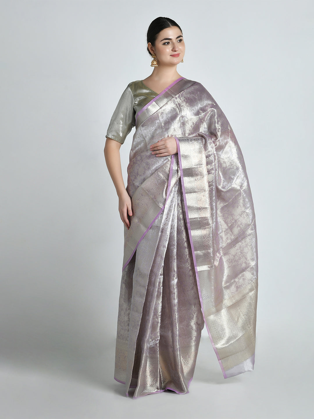 Shailputri Light Lavender Silk Saree – studio shot 3