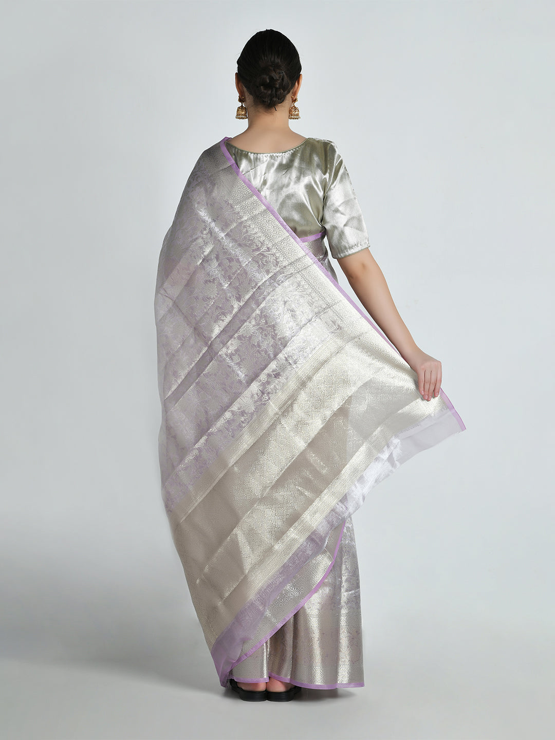 Shailputri Light Lavender Silk Saree – studio shot 9